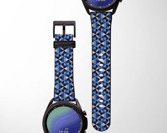 Blue Geometric Samsung Watch Band | Samsung Galaxy Band | Galaxy Watch 3 4 Band | Galaxy Watch 40mm 41mm 42mm 44mm 45mm 46mm