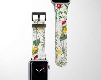 ZOMER BOEKET Apple Watch Band | Bloemen veganistisch lederen horlogebandje 38 mm 40 mm 42 mm 44 mm