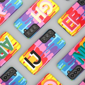 Monogram Phone Case | LGBTQ+ Custom Initial iPhone 14 13 12 11 Pro Max Case | Rainbow Galaxy S23 S22 S21 | Pixel 6 5 4 | PC45