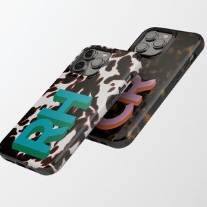 Personalized Initial iPhone Case | Custom Tortoise Monogram iPhone 14 13 12 11 Pro Max Case | Galaxy S23 S22 S21 | Pixel 6 5 4 | PC44