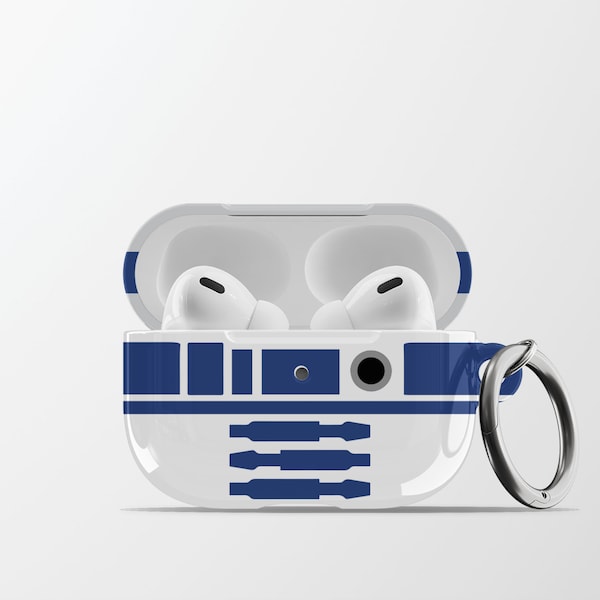 Étui R2D2 AirPods Pro | Étui de protection AirPods 2 Pro en plastique dur Droid avec porte-clés mousqueton