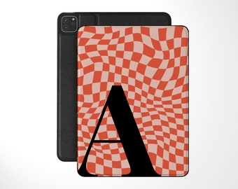 Checkered Monogram iPad Folio Case | Personalized Initial iPad Case | iPad Pro 11 12.9 | iPad 10.2 | iPad Air 10.9 Tablet Cover | IPC4