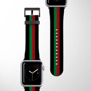 Schickes Streifen Apple Watch Band | Veganes Leder Uhrenarmband 38mm 40mm 42mm 44mm