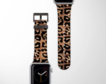 GOLDEN CHEETAH Apple Watch Band / Animal Print Vegan Leather Watch Band 38mm 40mm 42mm 44mm