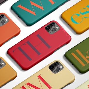 Stijlvol gepersonaliseerd telefoonhoesje met initialen | Aangepast monogram iPhone 16 Pro-hoesje 15 14 Pro Max-hoesje | Galaxy S24 S23 S22 | Pixel 9 8 7 | PC10
