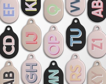 Personalized Large Initials AirTag Case | Monogram Hard Plastic Protective Custom Apple AirTag Case with Carabiner Keychain | AT02