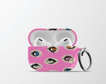 Colorful Eyes AirPods Case | Abstract Hard Shell Earbud Case Cover with Carabiner for Apple, Samsung & Pixel Buds | AC6