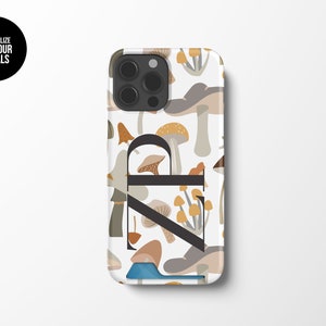 WILD MUSHROOMS Monogram iPhone 13 Card Case | Initials Credit Card Phone Case | Name iPhone 13 Samsung Galaxy S21 S22 Ultra Plus