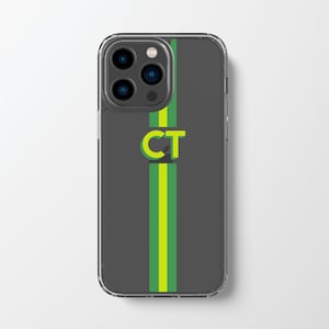 Custom Initial iPhone 14 Pro Case | Clear Striped Monogram Phone Cover  | iphone 13 12 11 Xs Xr 8 7 Max | Samsung S22 | Pixel 6 5 | CC004