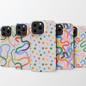 Colorful Doodles Phone Case | Groovy Retro iPhone 13 12 11 Xr Xs Pro Plus Max case  | Samsung Galaxy S22 S21  | Google Pixel 6 5 4