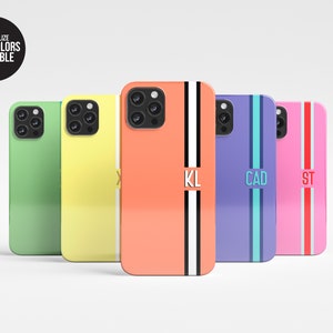 Funda con monograma de rayas para iPhone 15 Pro / Funda personalizada con iniciales para iPhone 14 Max, 13, 12, 11 Pro Plus Max / Samsung Galaxy S23, S22 / Google Pixel 6, 5 y 4