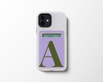 Monogram Phone Card Holder | Large Initial Custom Double Pocket Phone Wallet | Biodegradable Credit Card Holder | Stick-On Wallet | CW1