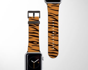 Tiger Stripes Watch Band | Tiger Apple Watch Strap | iWatch Series 1 2 3 4 5 6 SE 7 | PU Leather Watch Band 38mm 40mm 41mm 42mm 44mm 45mm