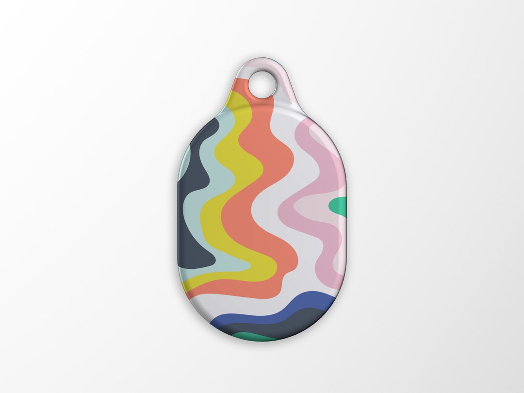 Retro Waves AirTag Case | Rainbow Print Hard Plastic Protective Apple ...