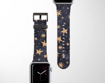 Apple-Armband Nachthimmel | Celestial Uhrenarmband Vegan Leder 38mm 40mm 42mm 44mm | Sternen Uhrenarmband