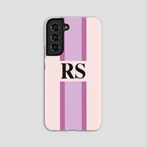 Funda personalizada con iniciales a rayas para Galaxy S23 Ultra / Funda personalizada con monograma para iPhone 14, 13, 12, 11, XS, 8 Plus / Samsung S23, S22, Pixel 7, 6 y PC22