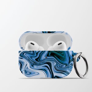 Blue Marble Air Pods Case | Custom Marble Wavy Protective Apple AirPods 2 Pro Case | Marbled AirPods Case | AC019