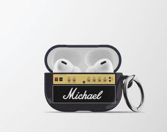 Custom Amplifier AirPods Case | Hard Plastic Protective Apple AirPods 1 2 Pro Case with Carabiner Keychain