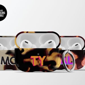 Monogram Schildpad AirPods Case | Gepersonaliseerde schattige initiële Apple AirPods Pro Case | Tortoise Shell beschermende AirPods