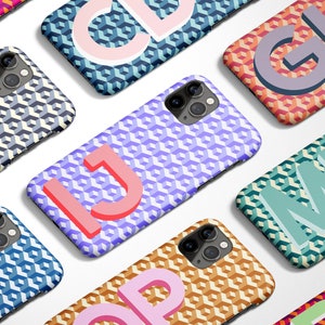 Gepersonaliseerde initialen iPhone 15 Pro-hoesje | Aangepaste iPhone 14 Max 13 12 11 Xr Xs 8 Plus-hoesje | Monogramhoesje Galaxy S23 S22 | Pixel 7 | PC46