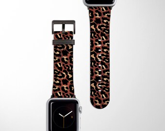 GUEPARDO TERRACOTA Apple Watch Band / Animal Print Vegan Leather Watch Band 38mm 40mm 42mm 44mm