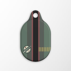 Boba Fett Stripes AirTag Case | Bounty Hunter Print Hard Plastic Protective Apple AirTag Case with Carabiner Keychain | AT05