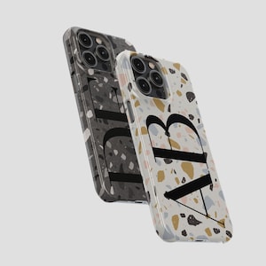 Funda con iniciales de terrazo para iPhone 14 Pro / Funda personalizada para iPhone 13, 12 y 11 / Galaxy S22 y S21 / Google Pixel 6, 5 y 4 / PC0023