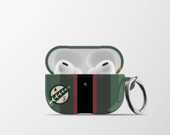 Boba Fett Stripes AirPods Case | Sci Fi Hard Plastic Protective Apple AirPods 1 2 Pro Case with Carabiner Keychain