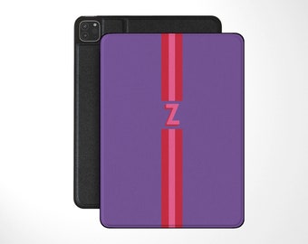 Custom Striped Monogram iPad Folio Case | Personalized Initial iPad Case | iPad Pro 11 12.9 | iPad 10.2 | iPad Air 10.9 Tablet Cover | IPC24