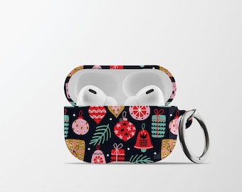 Weihnachtsschmuck AirPods Case | Festliche Ohrhörer Hartschale mit Karabiner für Apple, Samsung & Pixel Buds | AC27