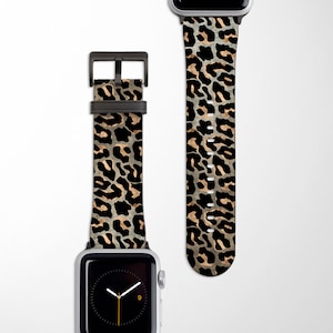 SNOW CHEETAH Apple Watch Band | Animal Print Vegan Leather Watch Band 38mm 40mm 42mm 44mm