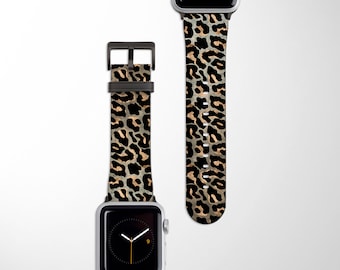 Correa para Apple Watch SNOW CHEETAH de piel vegana con estampado animal (38 mm, 40 mm, 42 mm y 44 mm)