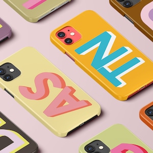iPhone 16 Pro-hoesje met monogram | Aangepaste initialen 15 14 13 12 11 Xr Xs Max Plus-telefoonhoes | Samsung Galaxy S24 S23 Ultra | Pixel 9 8 | PC47
