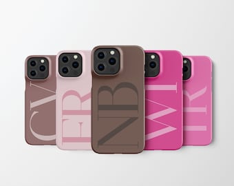 Personalized Monogram Initial Phone Case | Custom Large Hard Shell Protective Snap Tough Cover for iPhone Samsung Galaxy Google Pixel PC52