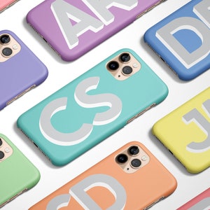 Monogram iPhone Case | Custom Large Initial iPhone 14 13 12 11 Pro Max Case Pastel Personalized | Galaxy S22 S21 | Pixel 6 5 4 | PC003