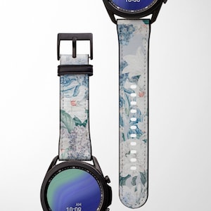 Blue Iris Samsung Watch Band | Samsung Galaxy Band | Floral Galaxy Watch 3 4 Band | Galaxy Watch 40mm 41mm 42mm 44mm 45mm 46mm Classic