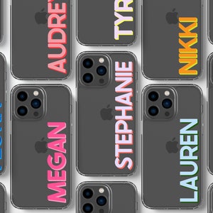 Transparant hoesje voor iPhone 16 met monogram aan de zijkant | Telefoonhoesje met aangepaste naam | Gepersonaliseerde iphone 15 14 13 Xs Xr Max | Samsung S24 S23 | Pixel 9 8 7 | CC7