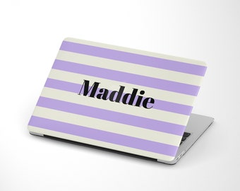 Custom Monogram MacBook Air M2 Case | Personalized Striped MacBook Pro Case | Initials MacBook Air Pro M1 M2 12 13 14 15 16 Cover | MC03