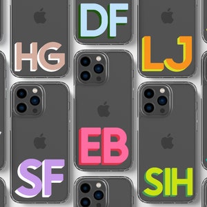 Monogramm iPhone 14 Pro Max Hülle | Klare Telefonhülle mit großer Schrift | iPhone 13 12 11 Xs Xr 8 7 Max | Samsung S23 S22 | Pixel 6 5 | CC6