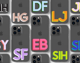 Personligt genomskinligt monogramtelefonskal | Anpassat initialskal med genomskinlig metall för iPhone Samsung Pixel