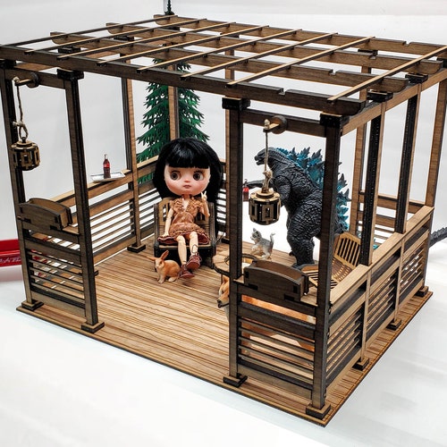 MIDDIE shops 1:8 Scale Pergola with Fire, Chairs