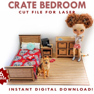 SVG SCHNITTDATEI -- Crate Schlafzimmer Puppenhaus Möbel -- 1: 6 Maßstab Blythe Puppenmöbel -- Bobbie Puppenhaus Möbel -- Digital Download