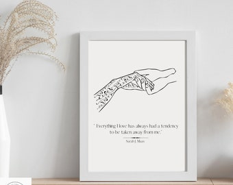 ACOTAR inspired minimalist Art Print - Rhysand and Feyre, Reaching Out