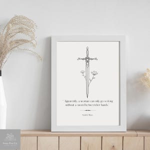 Lámina artística minimalista inspirada en TOG: Cita &quot;Espada entre sus manos&quot;