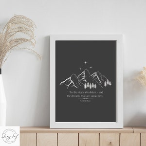 ACOTAR inspired minimalist Art Print - Velaris Night Court - Negative Color