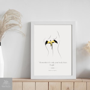 Impressão artística minimalista inspirada na QUARTA ASA - Citação de Only your Body is Fragile