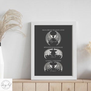 ACOTAR inspired minimalist Art Print - Bat Boys - Negative Color