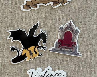 Fourth Wing Inspired Stickers | Bookish Romance Vinyl Decals | Set of 4
