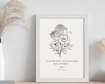ACOTAR inspired minimalist Art Print - Leave This World a Better Place Quote