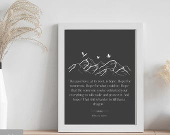 ONYX STORM inspired minimalist Art Print - Hope for Tomorrow Quote - Negative